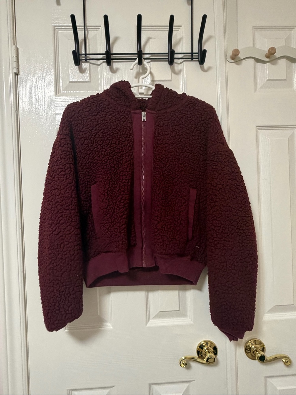 Hollister Kids Sherpa Zip Hoodie - Deep Burgundy